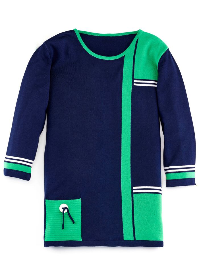 Trui met decoratieve contrasten 