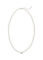 Halsketting met gekweekte zoetwaterparels, echte smaragd en diamanten 