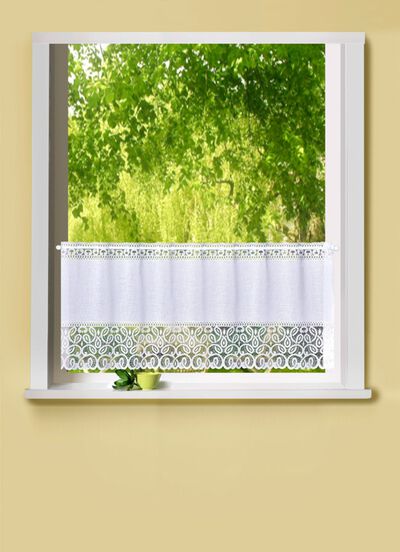 Kort gordijn met doorvoer voor roede 