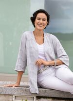 Cardigan met een mix van patronen in een golvend design HELLGRAU