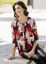 Shirt met mooie plooien in 2 kleuren ROOD-ZWART-ABRIKOOS