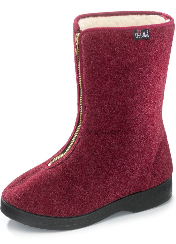 Warme damespantoffels, breedte H, met rits 