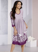 Nachtjapon met randprint en stolpplooi 