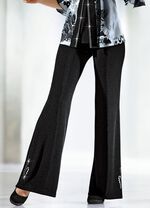 Broek met metalen plaatjes en strassteentjes ZWART