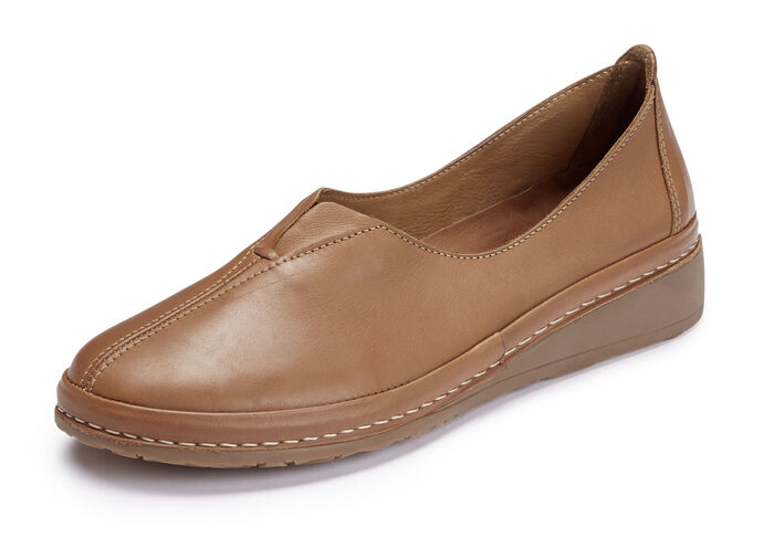 ELENA EDEN pantoffels van rundnappaleer COGNAC