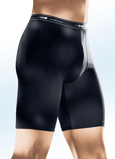 Set van twee lange broeken met elastische tailleband, effen 