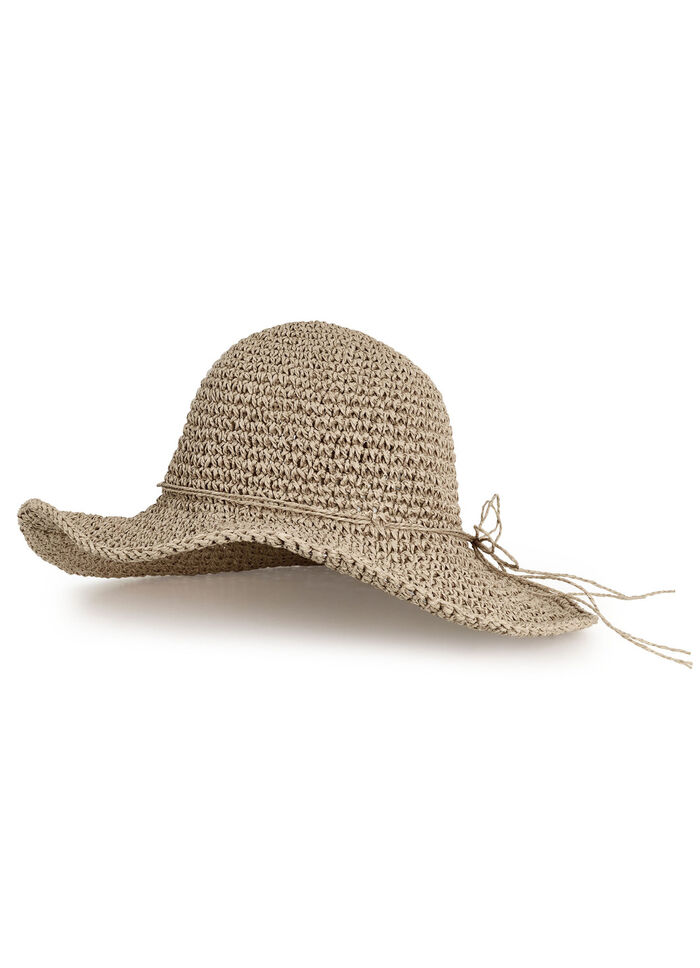 Zomerse dameshoed van papierstro met decoratief koord CAMEL