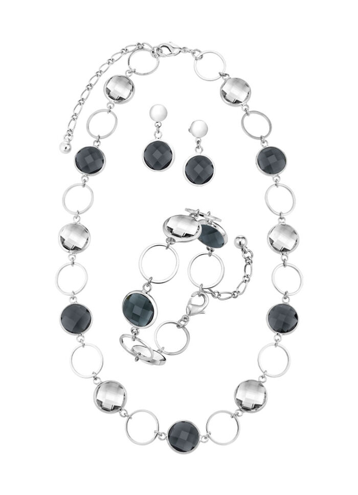 Sieradenset, 3-delig, met kristalstenen 