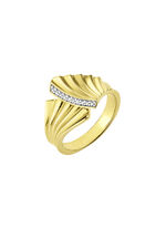 Vergulde damesring met diamanten 