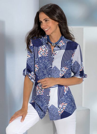 Blouse met overhemdkraag 