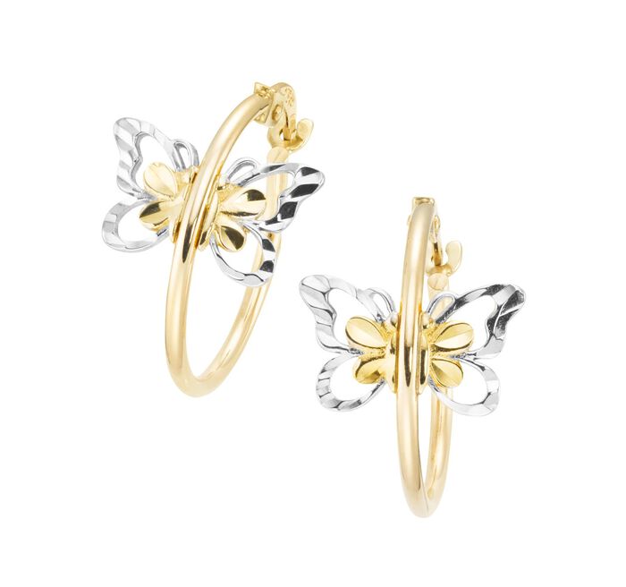 Speelse oorringen vlinders in bicolor 