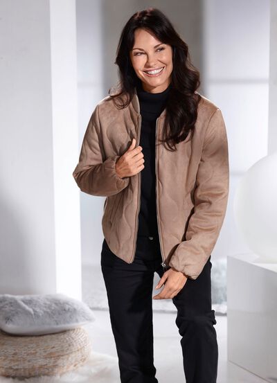 Kort jasje van imitatiesu&egrave;de 