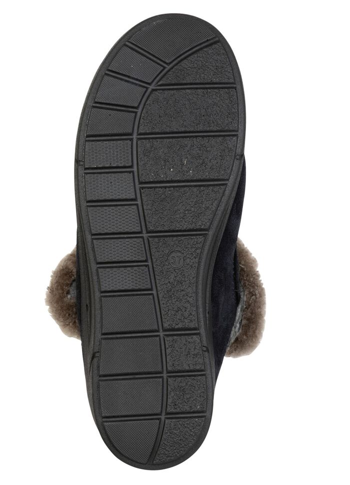 ELENA EDEN, warme damespantoffels, breedte H, met lamsvacht MARINE