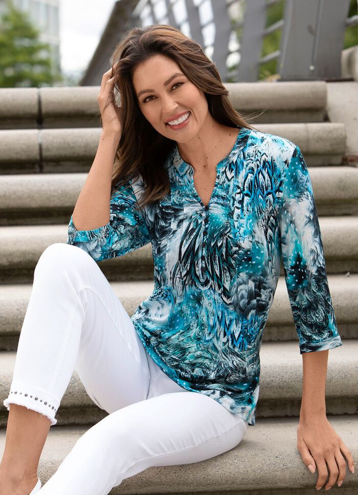 Shirttuniek met felgekleurde print 