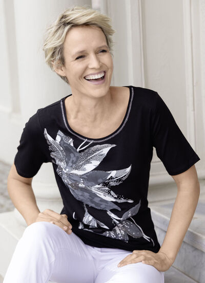 Shirt met bordversiering 