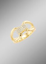 Vergulde damesring met zirkonia 