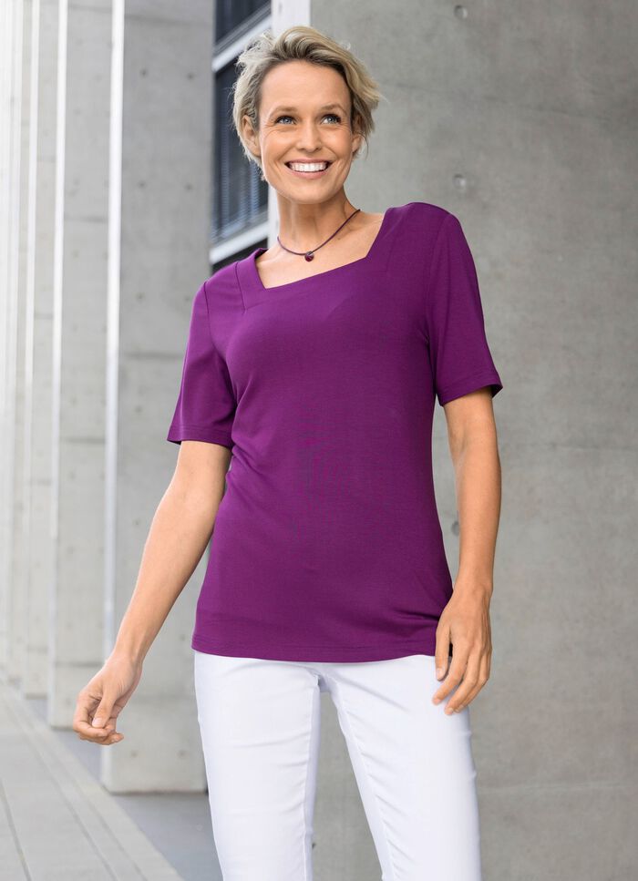 Shirt met een interessante halslijn in 3 kleuren BES