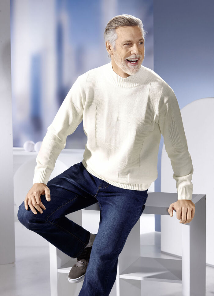 Pullover met een gestructureerd dessin in 3 kleuren WOLLWEISS