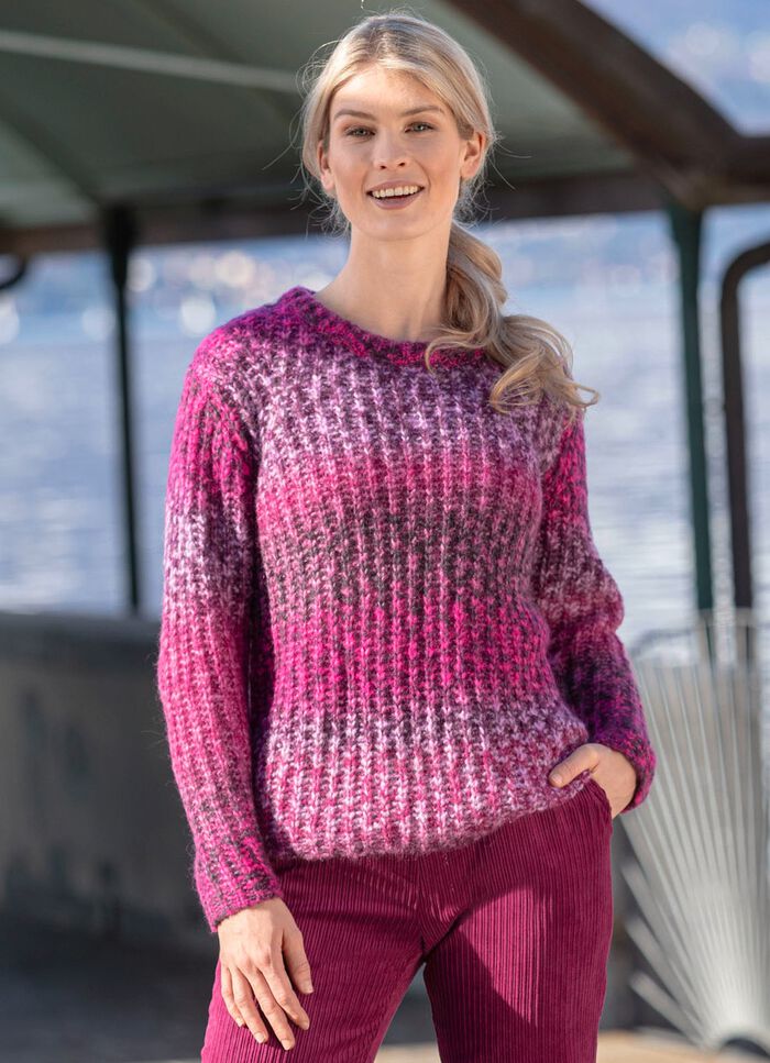 Trui met alpacagehalte ROZE-PAARS-MULTICOLOR