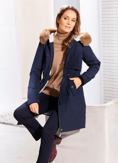 Korte jas met verborgen klittenbandsluiting 