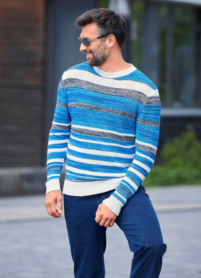 Gestreepte trui met ronde hals en gestructureerd ontwerp 