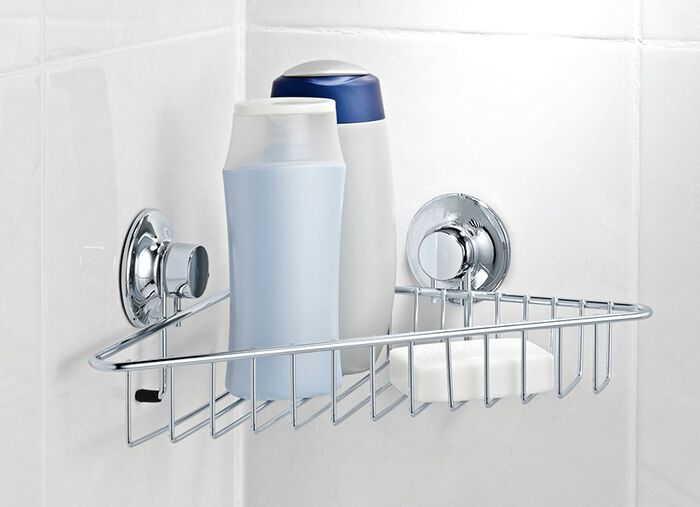 Hoekplank met vacuümsysteem "EVERLOC". CHROOM