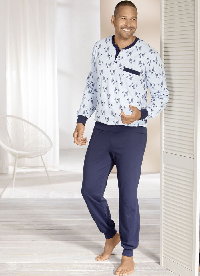 Set van twee pyjama's met knoopsluiting en manchetten 