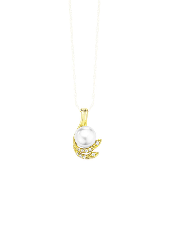 Elegante hanger met zoetwaterparel en synthetische zirkonia 