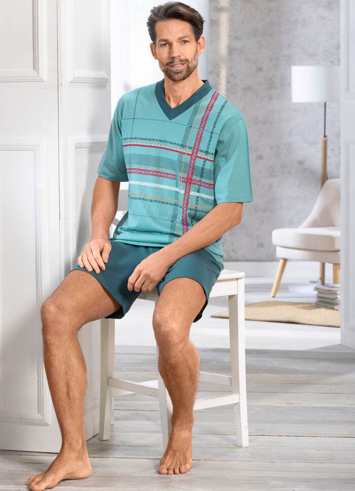 Shorty met V-hals en printmotief 