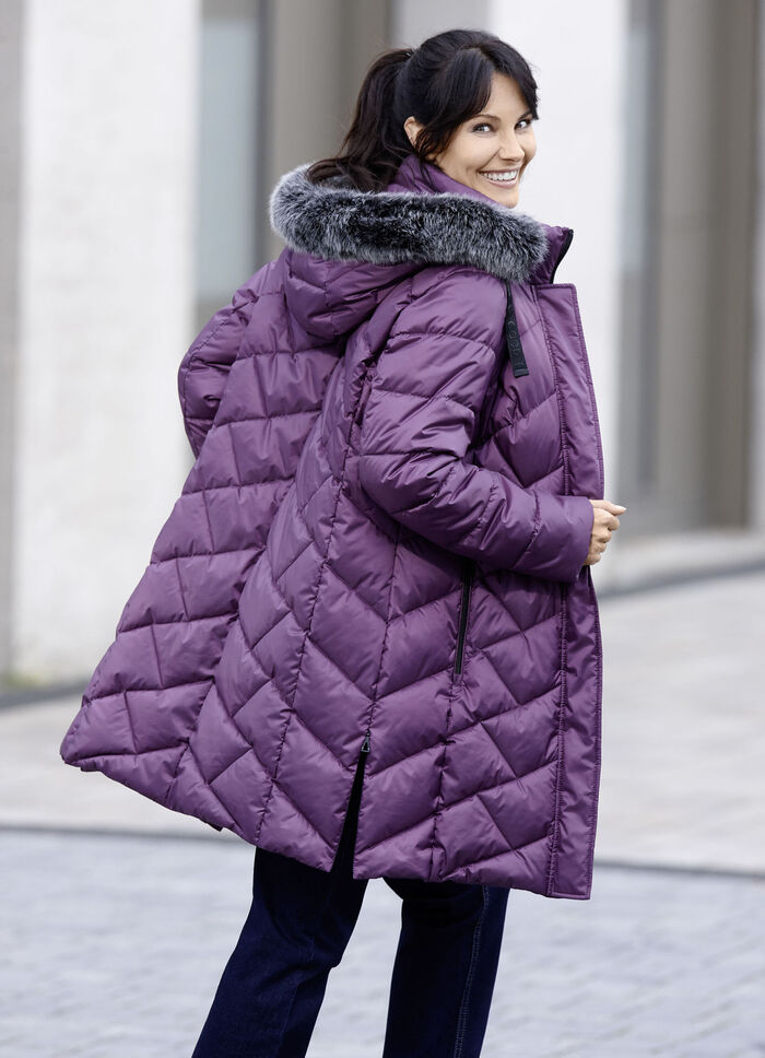 Korte jas met afneembare imitatiebontrand PAARS