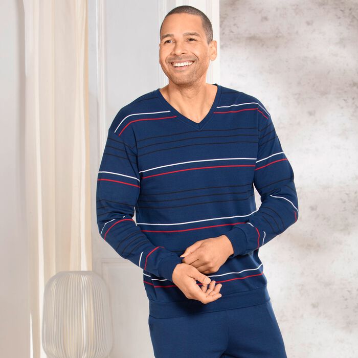 Interlock pyjama met V-hals en manchetten 