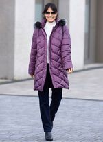 Korte jas met afneembare imitatiebontrand PAARS