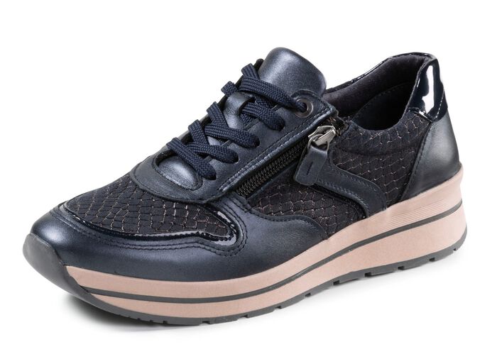 ELENA EDEN sneaker met veters en uitneembaar leren voetbed DONKERBLAUW