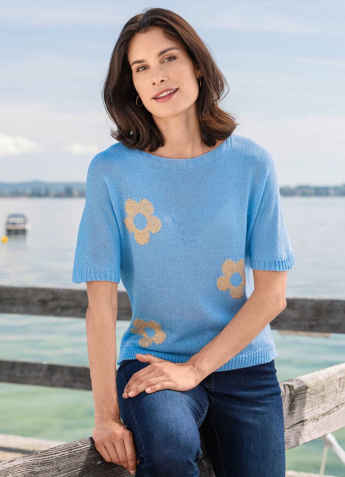 Trui met glitters in bloemmotieven 