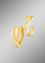 Tweekleurige creoolse klapoorbellen, deels machinaal gegraveerd 