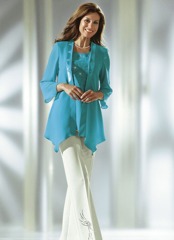 Broek met decoratief strasmotief 