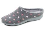 Laurina, klassieke damespantoffels, met stippenborduursel GRIJS