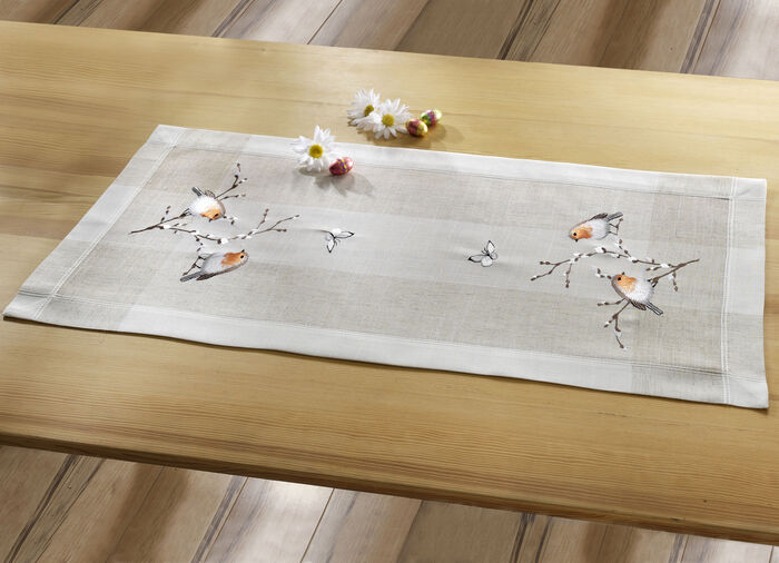 Tafel- en kamerdecoratie met roodborstjemotief SECT-MEERKLEURIG