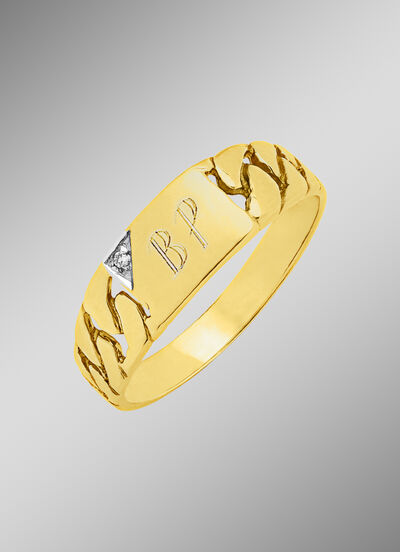 Herenring met diamant, geschikt om te graveren 