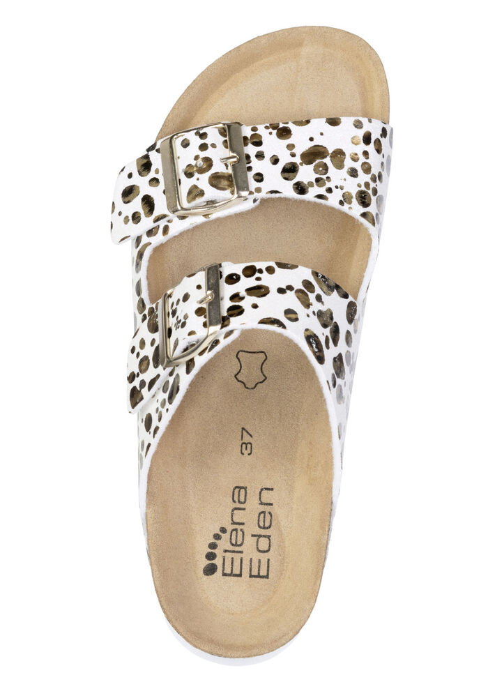 ELENA EDEN, trendy damesmuiltjes, breedte H, met klittenbandsluiting CREME-BRONZE