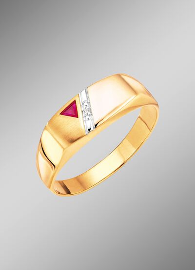 Herenring met robijn en diamanten 