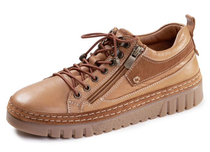 Gemini, chique dames veterschoenen, breedte G, met uitneembaar voetbed COGNAC