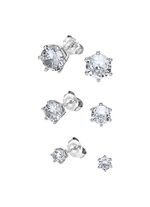 Oorstekersset, 3 paar, met synth. zirkonia 