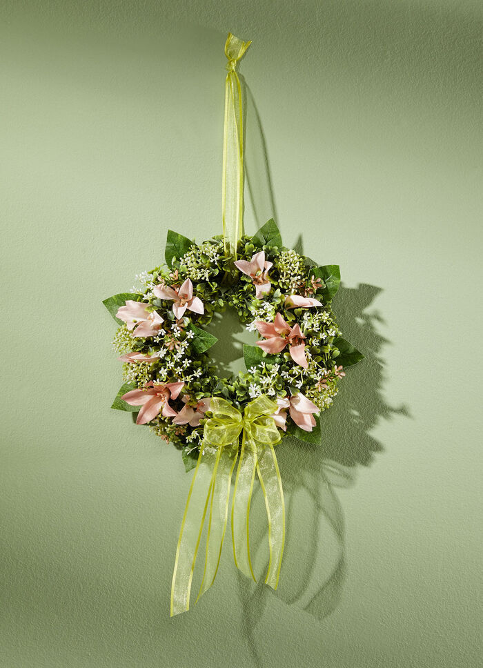 Wandkrans met charmant textiellint APRICOT-GRÜN