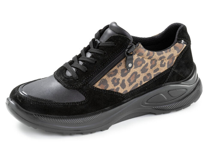 Trendy dames veterschoenen, breedte K, met uitneembaar voetbed ZWARTBRUIN