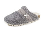 Laurina pantoffels van zacht pluche met velours bies GRAU