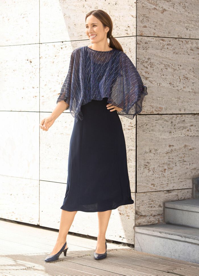 Jurk, 2 stuks. met afneembare ponchohoes 