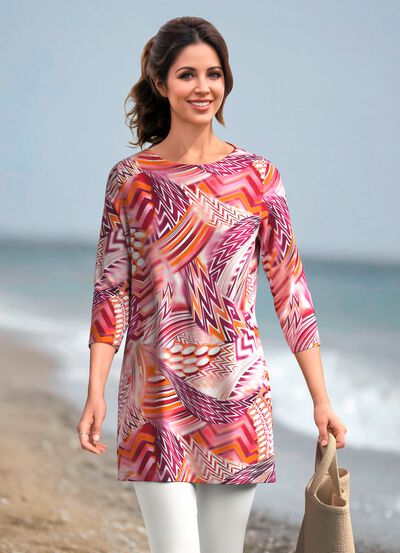 Lang shirt met all-over print 