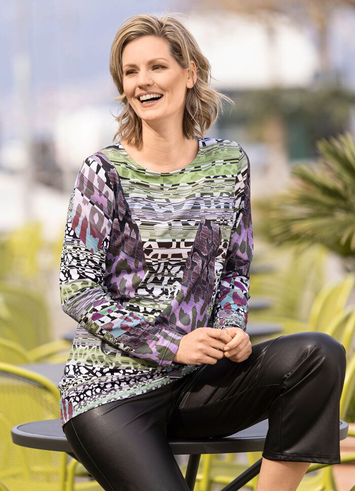 Shirt met felgekleurde inkjetprint 