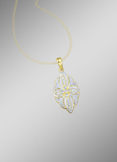 Hanger met diamanten in een bloemmotief 